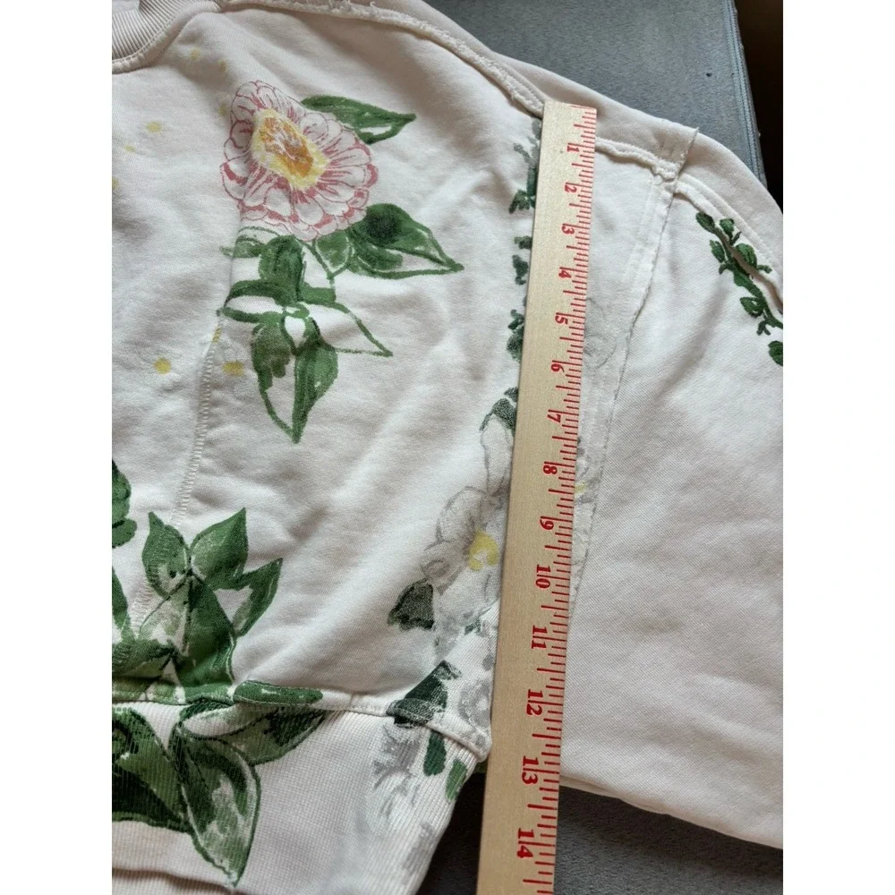 FREE PEOPLE Gaia Floral Sweatshirt XS Oversized Garden Boho Forest Fairy